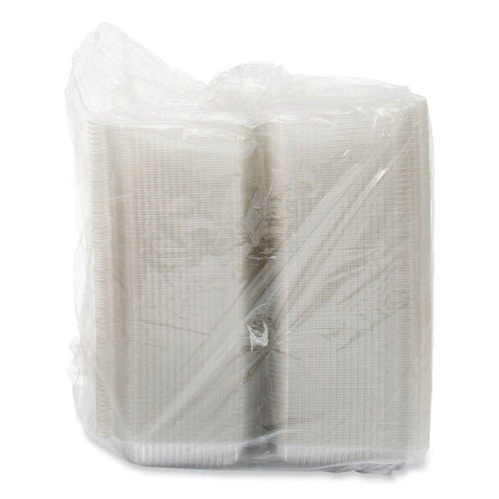 StayLock Clear Hinged Lid Containers, 6.8 x 9.4 x 2.6, Clear, Plastic, 125/Pack, 2 Packs/Carton