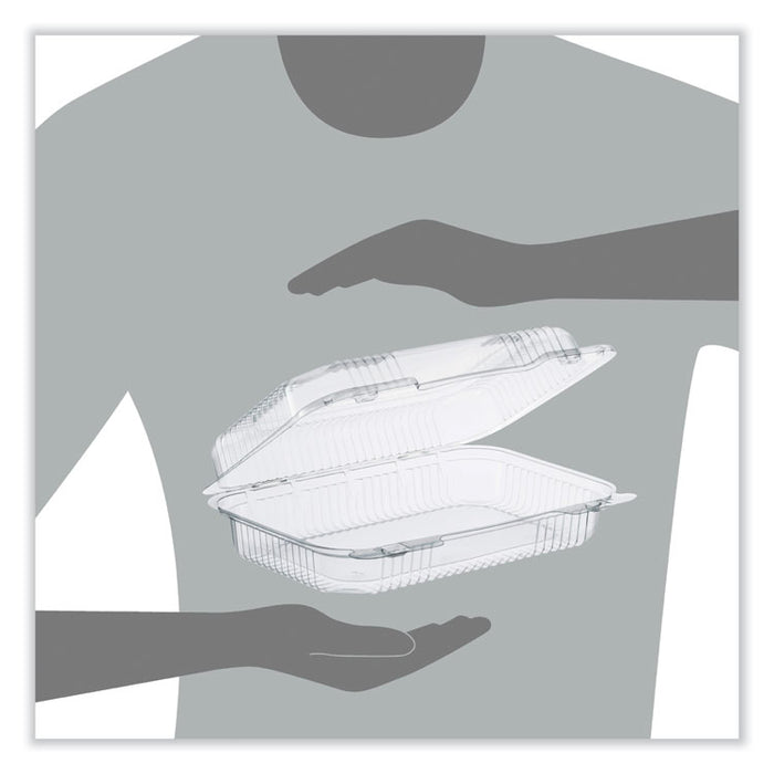 StayLock Clear Hinged Lid Containers, 6.8 x 9.4 x 2.6, Clear, Plastic, 125/Pack, 2 Packs/Carton