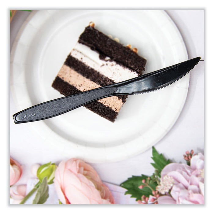 Impress Heavyweight Full-Length Polystyrene Cutlery, Knife, Plastic, Black, 1,000/Carton