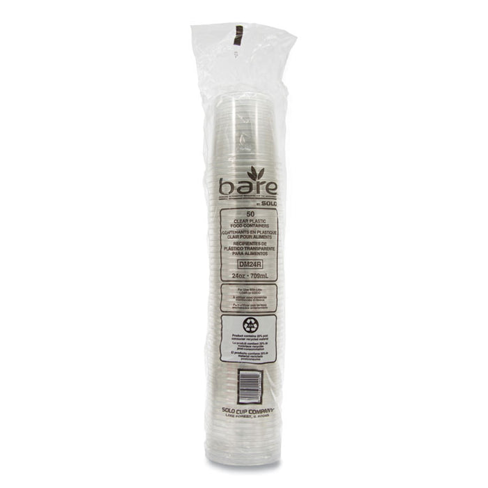 Bare Eco-Forward RPET Deli Containers, ProPlanet Seal, 24 oz, 4.61" Diameter x 4.25" h, Clear, Plastic, 500/Carton