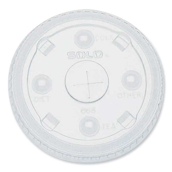 PETE Plastic Flat Straw-Slot Cold Cup Lids, Fits 12 oz to 24 oz Cold Cups, Plastic, Clear, 1,000/Carton