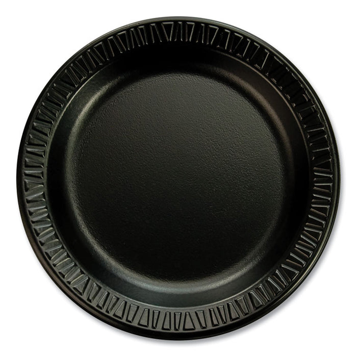 Quiet Classic Laminated Foam Dinnerware Plates, 6" dia, Black, 125/Pack, 8 Packs/Carton