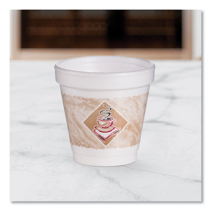 ThermoGlaze Insulated Foam Cups Stock Prints, 4 oz, White/Beige/Red, 1,000/Carton
