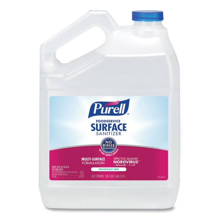 Foodservice Surface Sanitizer, Fragrance-Free, 1 gal Bottle, 4 Bottles/Carton