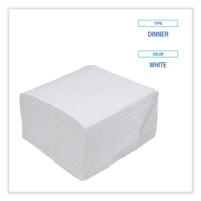 Dinner Napkin, 1-Ply, 17 x 17, White, 250/Pack, 12 Packs/Carton