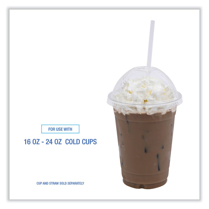 PET Cold Cup Dome Lids, Fits 14 oz to 24 oz Cold Cups, Plastic, Clear, 100/Sleeve, 10 Sleeves/Carton