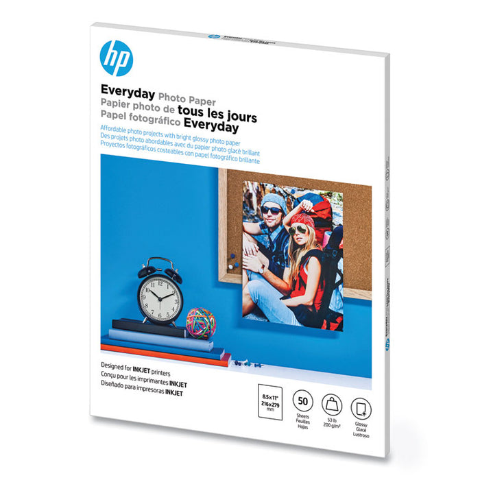 Everyday Photo Paper, 8 mil, 8.5 x 11, Glossy White, 50/Pack
