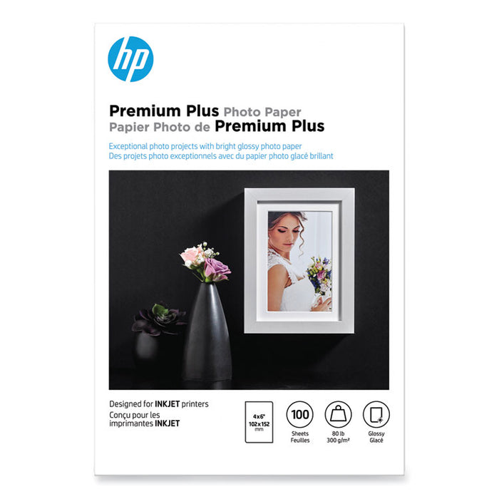 Premium Plus Photo Paper, 11.5 mil, 4 x 6, Glossy White, 100/Pack