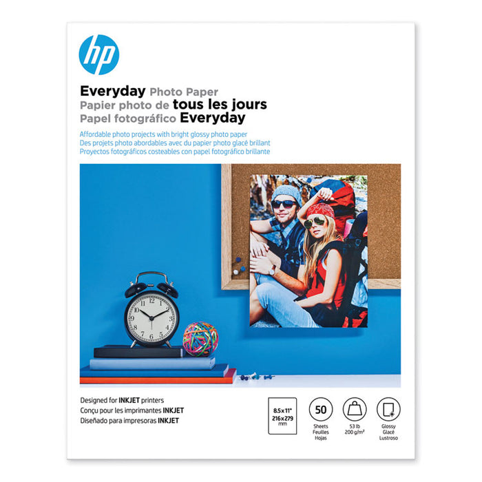 Everyday Photo Paper, 8 mil, 8.5 x 11, Glossy White, 50/Pack