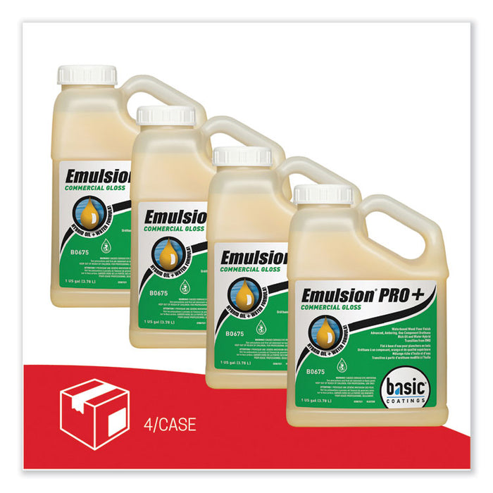 Emulsion Pro+ Floor Finish and Sealer, 1 gal Bottle, 4/Carton