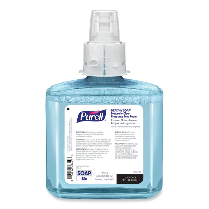 CLEAN RELEASE Technology HEALTHY SOAP Naturally Clean Foam Refill, For ES6 Dispensers, Fragrance-Free, 1,200 mL, 2/Carton