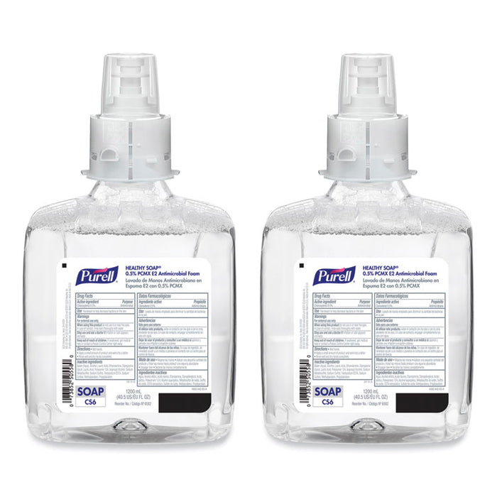 HEALTHY SOAP 0.5% PCMX E2 Antimicrobial Foam Refill, For CS6 Dispensers, Fragrance-Free, 1,200 mL, 2/Carton