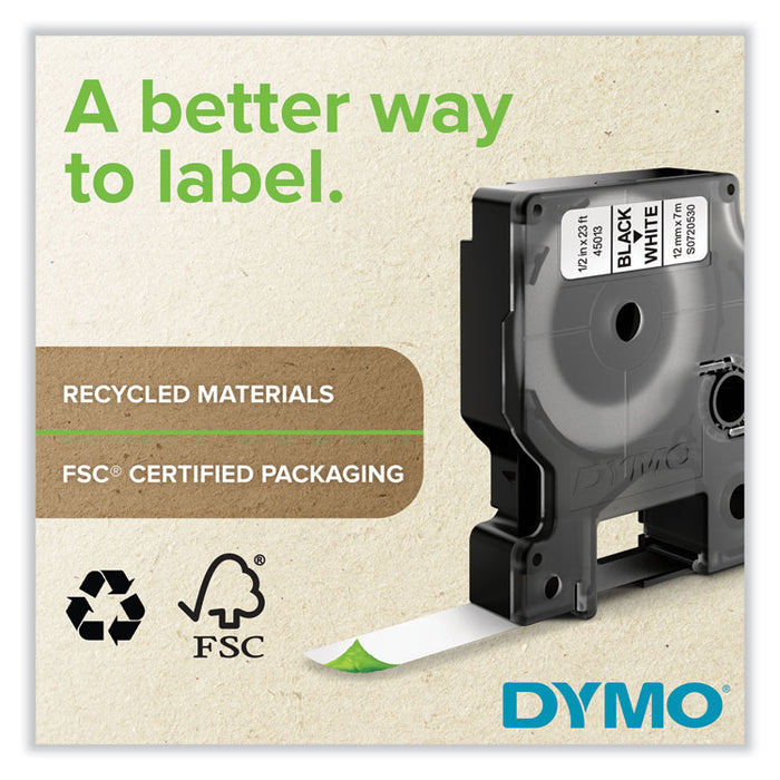 D1 High-Performance Polyester Removable Label Tape, 0.5" x 23 ft, Black on Green