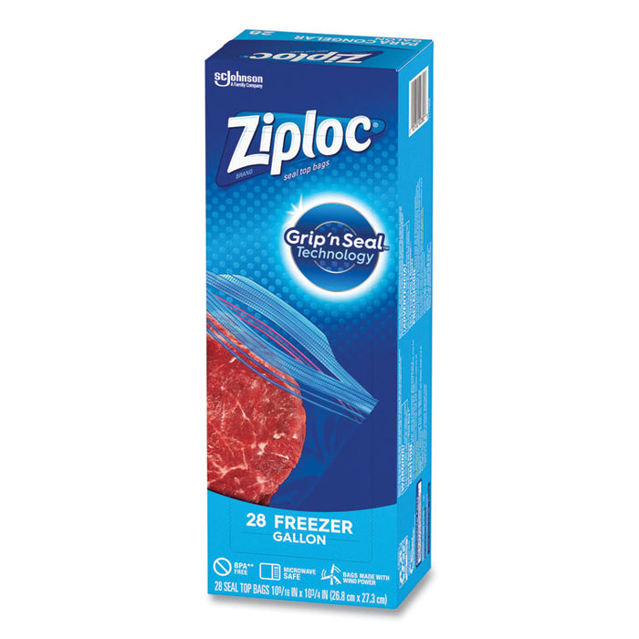 Zipper Freezer Bags, 1 gal, 9.6" x 12.1", Clear, 28 Bags/Box, 9 Boxes/Carton