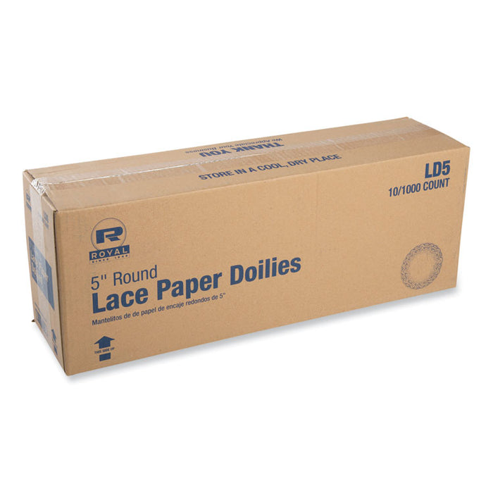 Lace Doilies, Round, 5", White, 10,000/Carton