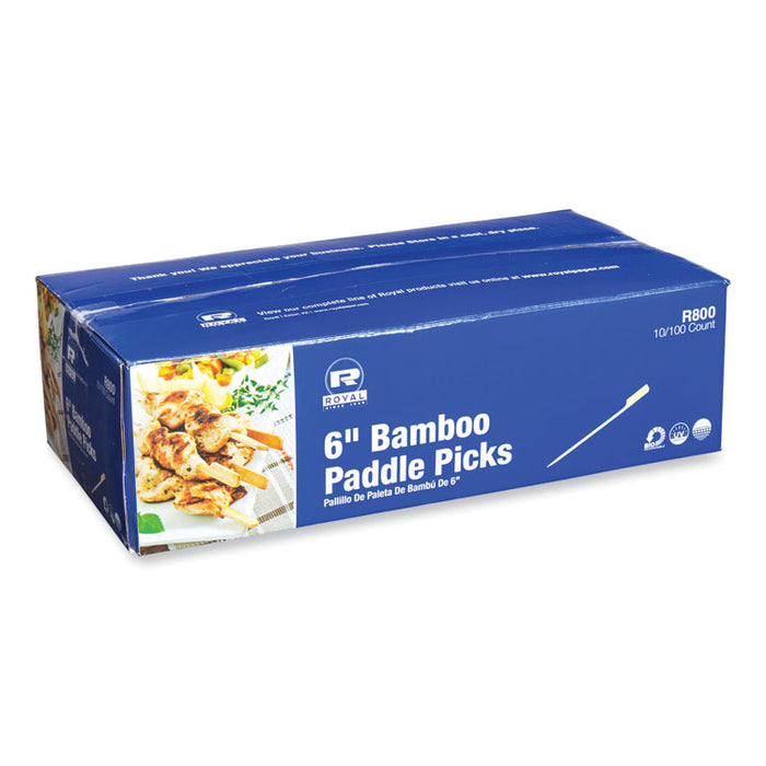 Bamboo Paddle Picks, 6", Natural, 1,000/Carton