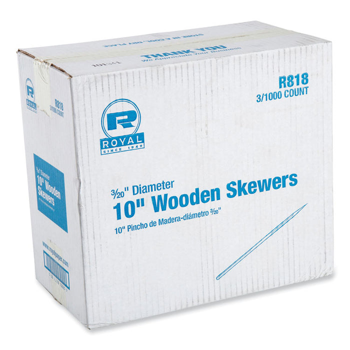Wooden Skewers, 10", Natural, 1,000/Box, 3 Boxes/Carton