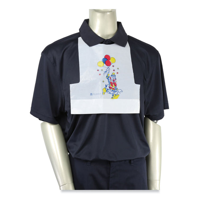 Poly Clown Bib, Children's, White, 500/Box, 5 Boxes/Carton