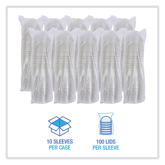 PET Cold Cup Dome Lids, Fits 14 oz to 24 oz Cold Cups, Plastic, Clear, 100/Sleeve, 10 Sleeves/Carton