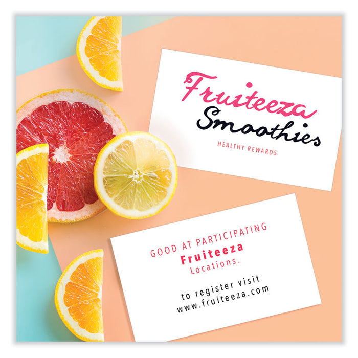 Printable Microperforated Business Cards with Sure Feed Technology, Laser, 2 x 3.5, White, 10/Sheet, 25 Sheets/Pack