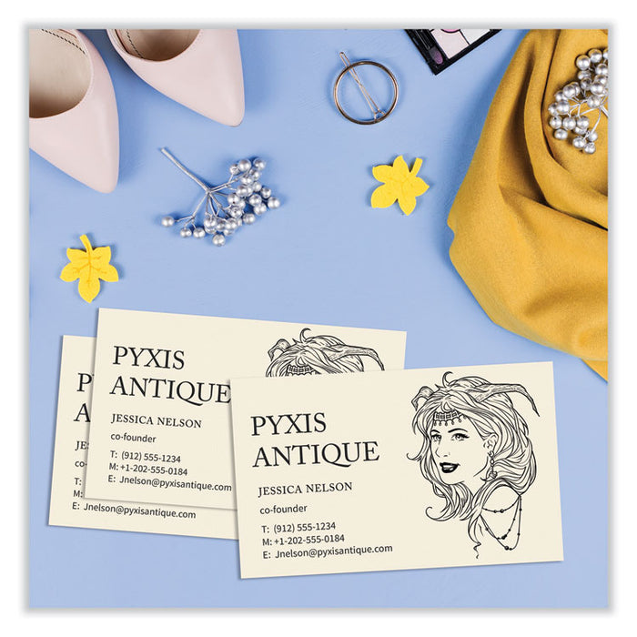Printable Microperforated Business Cards with Sure Feed Technology, Laser, 2 x 3.5, Ivory, 10/Sheet, 25 Sheets/Pack