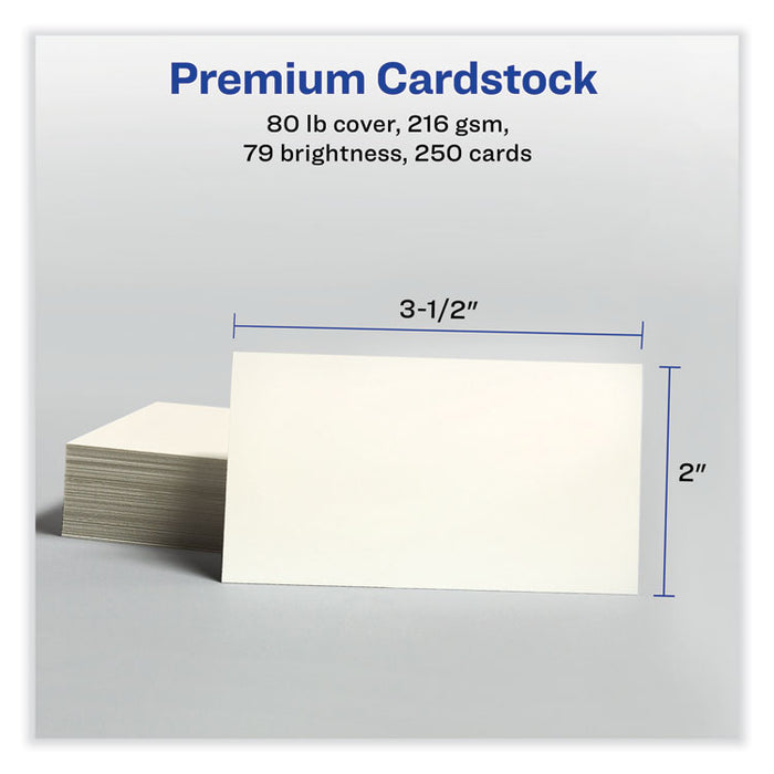 Printable Microperforated Business Cards with Sure Feed Technology, Laser, 2 x 3.5, Ivory, 10/Sheet, 25 Sheets/Pack