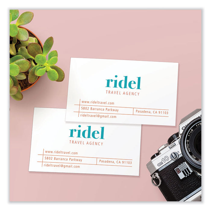 Printable Microperforated Business Cards with Sure Feed Technology, Laser, 2 x 3.5, White, 10/Sheet, 250 Sheets/Box