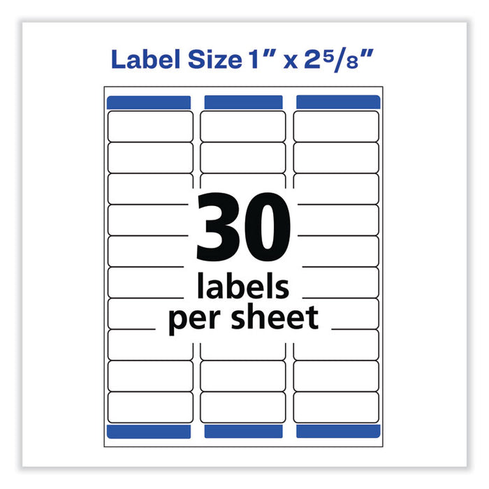 Removable Multi-Use Labels, Inkjet/Laser Printers, 1 x 2.63, White, 30/Sheet, 25 Sheets/Pack