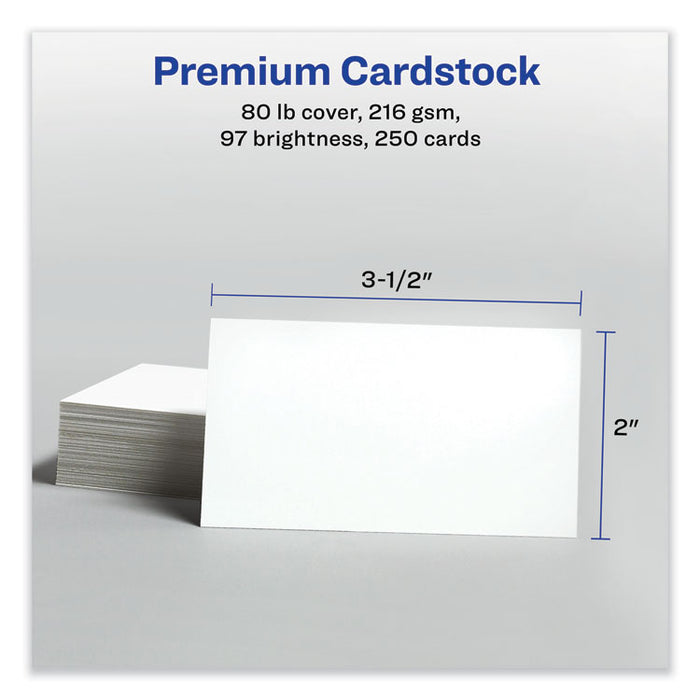 Printable Microperforated Business Cards with Sure Feed Technology, Inkjet, 2 x 3.5, White, 10/Sheet, 25 Sheets/Pack