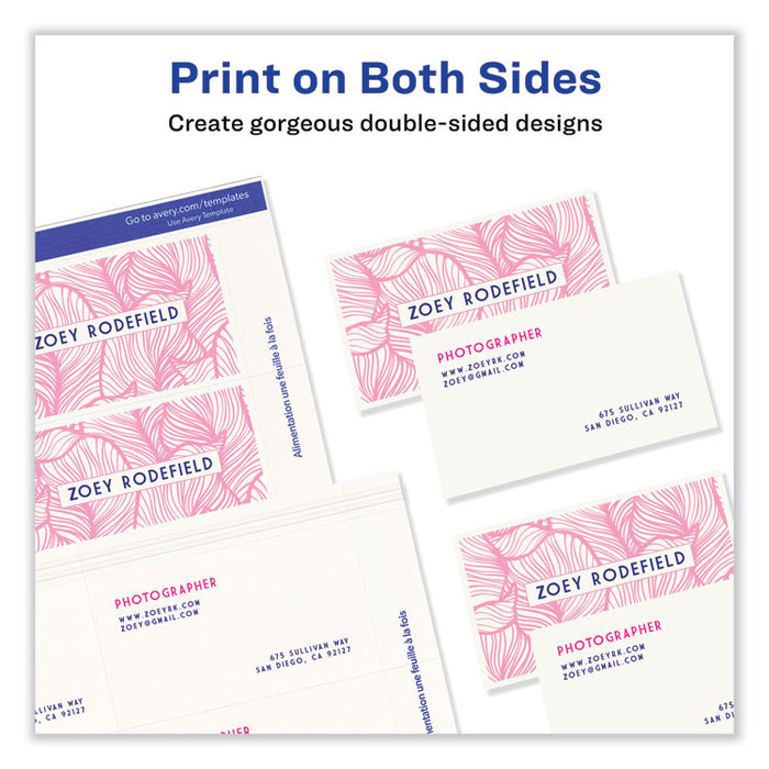 Printable Microperforated Business Cards with Sure Feed Technology, Inkjet, 2 x 3.5, White, 10/Sheet, 25 Sheets/Pack
