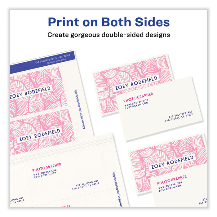 Printable Microperforated Business Cards with Sure Feed Technology, Inkjet, 2 x 3.5, Ivory, 10/Sheet, 25 Sheets/Pack
