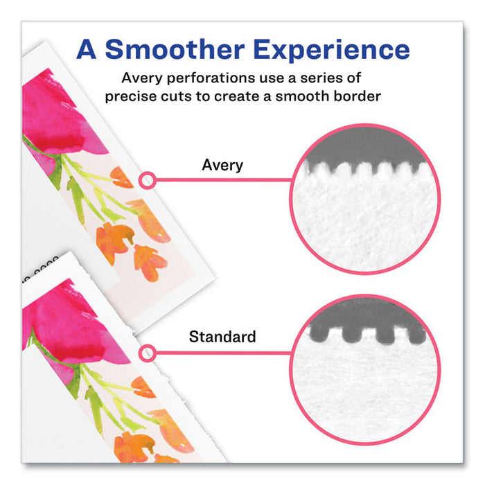 Printable Microperforated Business Cards with Sure Feed Technology, Inkjet, 2 x 3.5, White, 10/Sheet, 100 Sheets/Bx