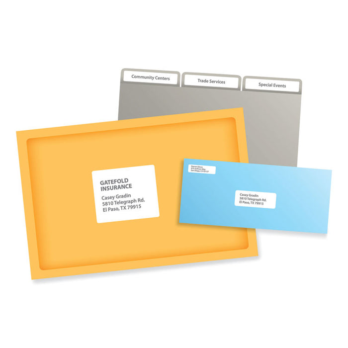 Labels, Laser Printers, 1.33 x 4, White, 14/Sheet, 100 Sheets/Box