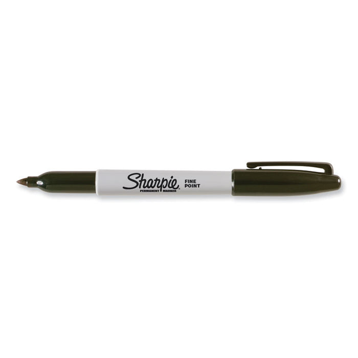 Fine Tip Permanent Marker, Stainless Steel Single Marker Case, Fine Bullet Tip, Black, 5/Pack