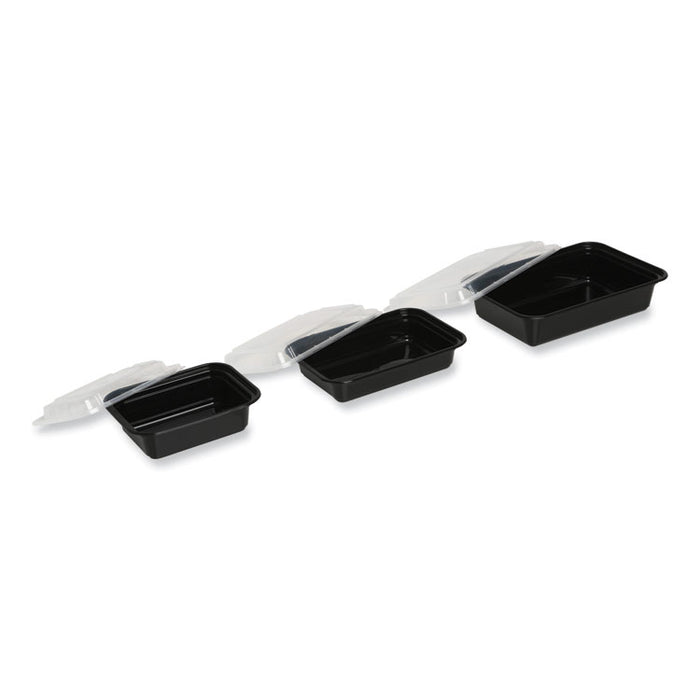 Microwavable Food Container with Lid, Rectangular, 32 oz, 8.81 x 6.02 x 2.24, Black/Clear, Plastic, 150/Carton