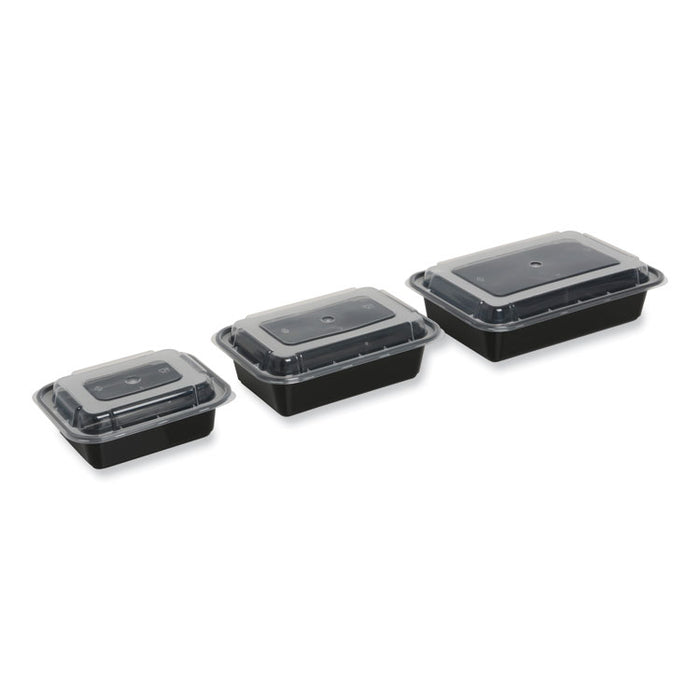 Microwavable Food Container with Lid, Rectangular, 32 oz, 8.81 x 6.02 x 2.24, Black/Clear, Plastic, 150/Carton