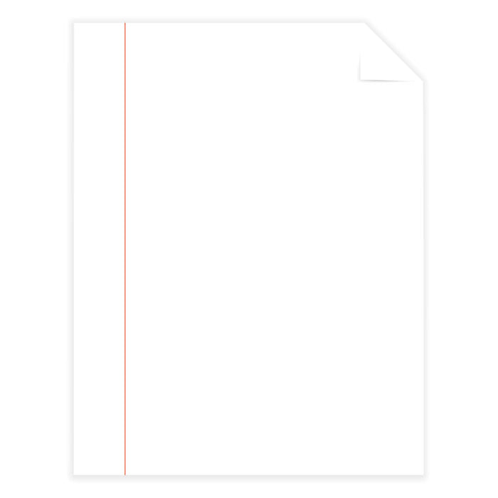 25% Cotton Business Paper, Red Margin Rule, 95 Bright, 20 lb Bond Weight, 8.5 x 11, White, 500 Sheets/Ream