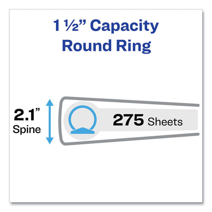 Flexi-View Binder with Round Rings, 3 Rings, 1.5" Capacity, 11 x 8.5, Navy Blue