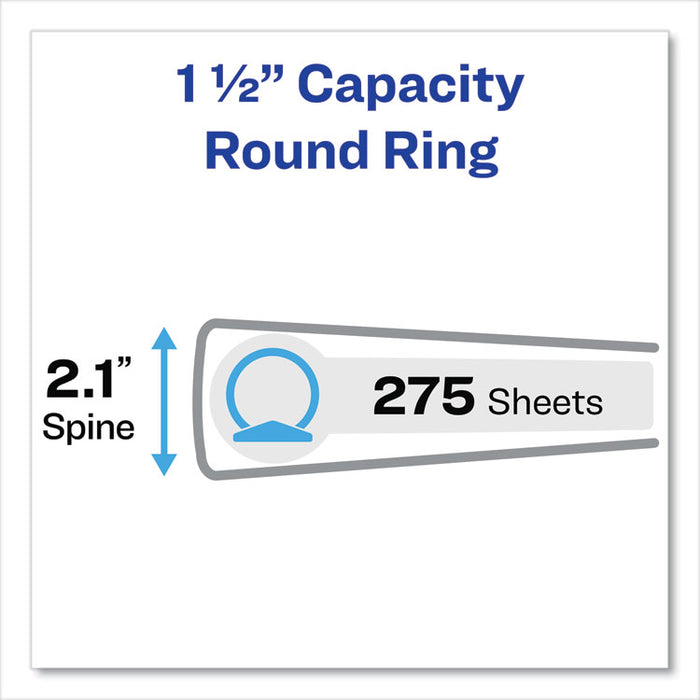Flexi-View Binder with Round Rings, 3 Rings, 1.5" Capacity, 11 x 8.5, Black