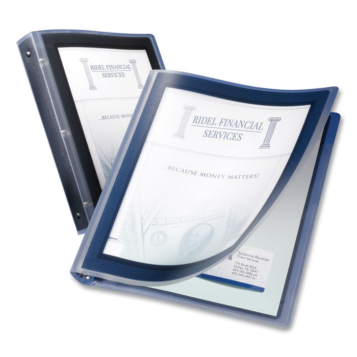 Flexi-View Binder with Round Rings, 3 Rings, 1.5" Capacity, 11 x 8.5, Black