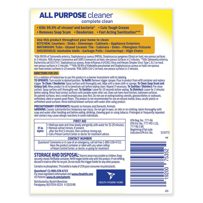 Ready-to-Use All-Purpose Cleaner, Lemon Breeze Scent, 32 oz Spray Bottle