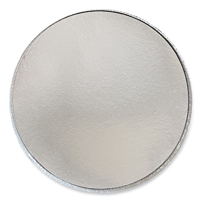 Round Aluminum To-Go Containers with Lid, 48 oz, 9" Diameter x 1.66" h, Silver, 200/Carton