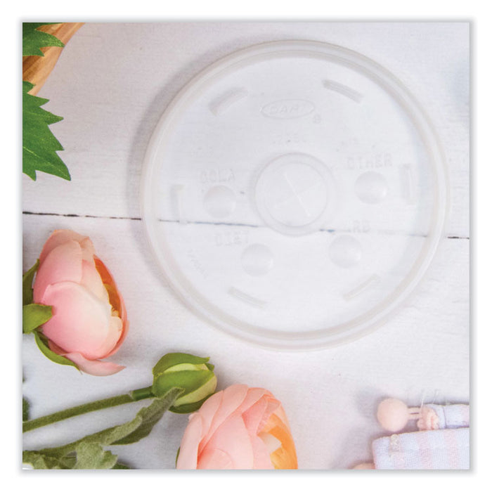 Cold Cup Lids, Fits 8 oz to 32 oz Cold Cups/Containers, Plastic, Translucent, 100/Sleeve, 10 Sleeves/Carton