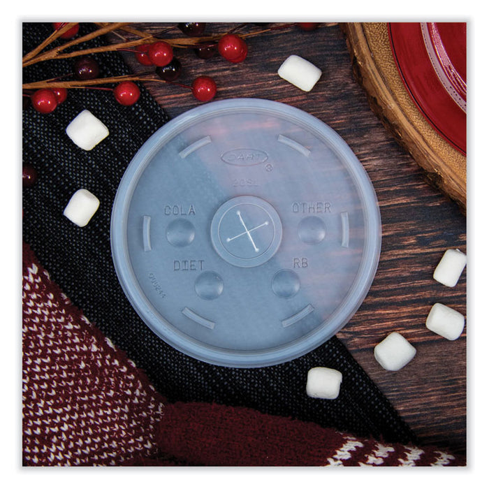 Cold Cup Lids, Fits 8 oz to 32 oz Cold Cups/Containers, Plastic, Translucent, 100/Sleeve, 10 Sleeves/Carton