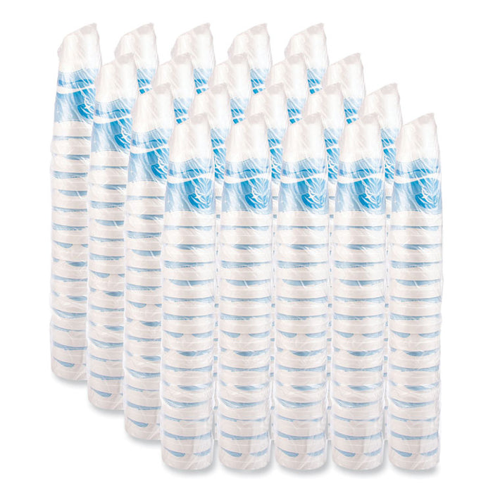 Horizon Hot/Cold Foam Drinking Cups, 44 oz, White/Ocean Blue, 15/Bag, 20 Bags/Carton