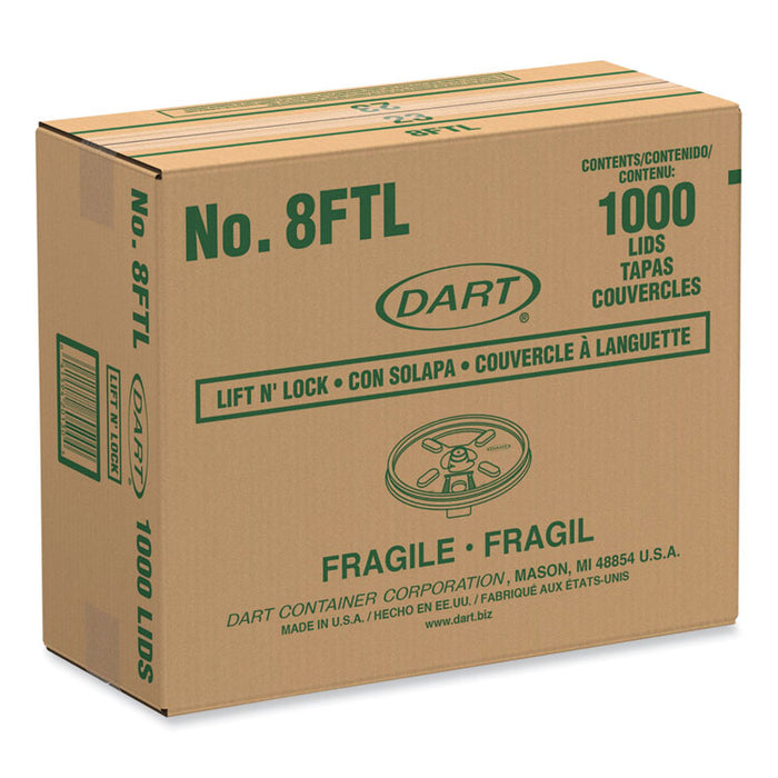 Lift n' Lock Plastic Hot Cup Lids, Fits 8 oz Hot Cups, White, 1,000/Carton
