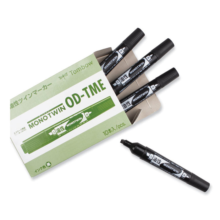 Mono Twin Bold Permanent Marker, Fine/Broad Tips, Black, 10/Box