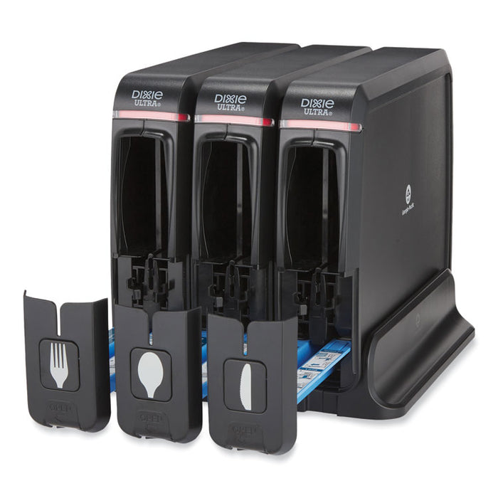 SmartStock Wrapped Cutlery Dispenser, Holds Forks/Knives/Spoons, 12.44 x 11.17 x 10.5, Black