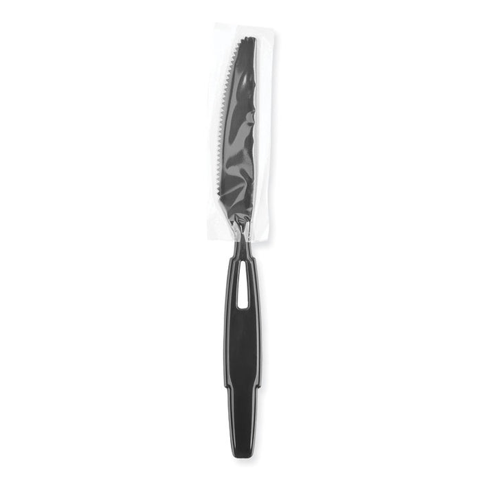 SmartStock Wrapped Heavyweight Cutlery Refill, Knife, Plastic, Black, 960/Carton