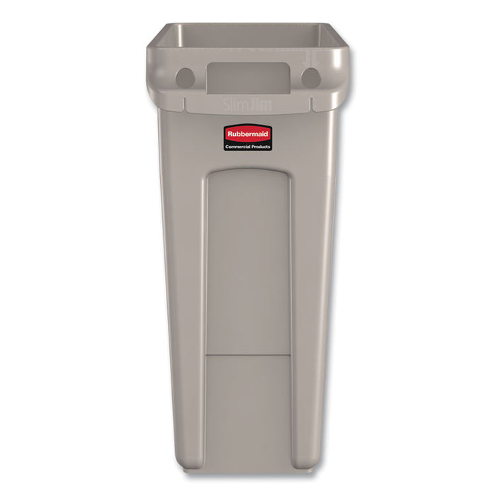 Slim Jim with Venting Channels, 16 gal, Plastic, Beige, 4/Carton